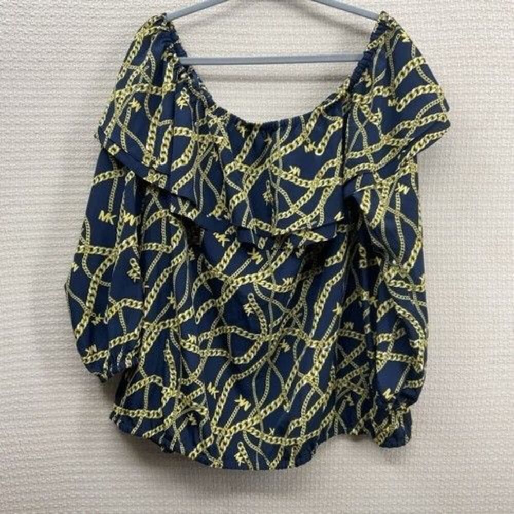 NWT Michael Kors All Over Print Off-The Shoulder‎ Blouse Women Plus Size 3X